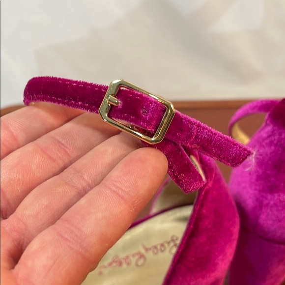 Lilly Pulitzer Women’s 10 Velvet Pink Fuschia Elegant Ankle Stap Open Toe Heels - Picture 12 of 14